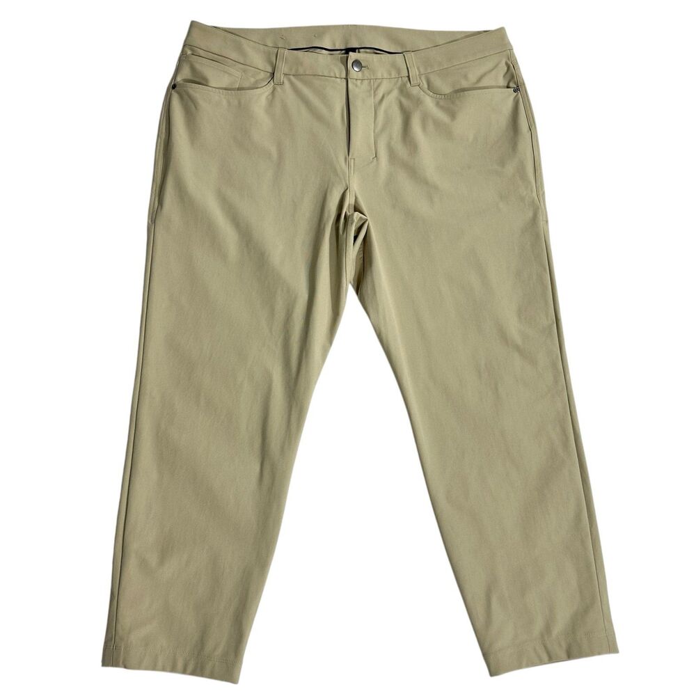 Lululemon ABC Classic-Fit 5-Pocket Pants Men 38X26 Beige Warpstreme Performance